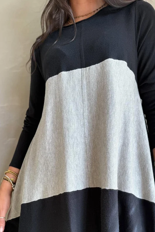 Agata Longline Split Side Knit Mid Grey Marl